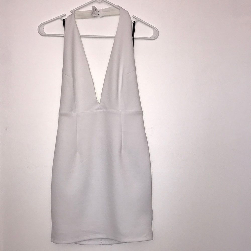White Halter BACKLESS dress
